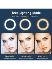 AXNEN 10-Inch LED Ring Light With 43.3-Inch Stable Tripod, Suitable For Photography, Video Shooting, Outdoor Live Streaming, Makeup, Compatible With All Smartphones - Black - View 3