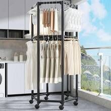 Perchero Organizador de Ropa con Ruedas, 70 x 36 x 175 cm, Doble Espacio para Colgar Prendas, Ideal para Recámara, Vestidor o Entrada, Diseño Moderno y Compacto, Movilidad Fácil para Organizar Camisas, Vestidos, Pantalones, Abrigos y Accesorios, Solución Práctica para Mantener tu Hogar Ordenado para Hogar Mexicano - Negro - Ver 7