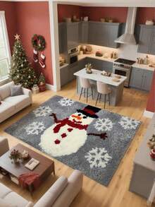 1pc 3D Embossed Non-Slip Christmas Winter Snowflake Snowman Doormat, Suitable For Entryway, Study, Bedside, Floor Mat, Outdoor, Easy To Clean, Non-Slip, Quick Drying, All Season Use, Washable, Essential Christmas Decoration - A - View 6