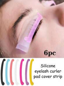 6pcs Eyelash Curling Ribbons, Silicone Eyelash Curling Pads With Color, Eyelash Curling Auxiliary Tools Silicone Boat-Shaped Pads, Reusable Eyelash Curling Pads, Soft Silicone Curling Ribbons Eyelash Curling Compensator, Eyelash Stickers Beauty Tools For Eyelash Curling - Multicolor - View 3
