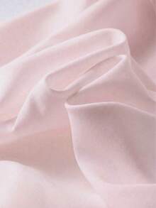 Solid Color Casual Elegant Retro French Style Waist Slimming Office Daily Date Commute Faux Pearl Decor Round Neck Dress, White Pink Summer - Pink - View 8