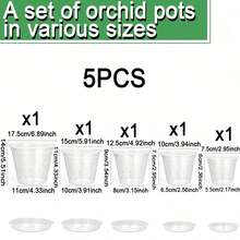 5pcs/4pcs/3pcs Transparent Orchid Pots With Base, 3"/4"/5"/6"/7" Plastic Multi-Size Flower Pots, Modern Plant Growing Pots, Premium Weatherproof Outdoor Rooting & Seedling Cultivation Pots, Includes Gardening Accessories, Suitable For Professional Gardening Tools, Drainage Hole Breathable Slotted Clear Plastic Orchid Planters For Indoor/Outdoor Plants And Orchids - A - View 16