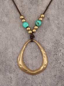 1 buah Kalung Panjang Liontin Bulat Besar Motif Spiral Bohemian, Rantai Kalung Manik-Manik Sederhana dan Modis, Aksesori Kalung, Hadiah untuk Pesta Halloween, Hadiah untuk Pacar, Ibu, dan Orang Tua - manik-manik - View 6
