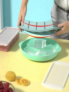 Silicone Freezer Tray With Lid - Silicone Freezer Food Mold - Large Ice Cube Tray, Silicone Freezer Container, For Freezing And Storing Soup, Sauce, Broth, Leftovers - Makes 4 Perfect 1-Cup Cubes - Many - View 5