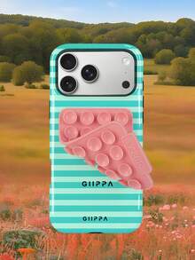 GIIPPA 1組薄荷綠橫條紋圖案設計手機殼 + 吸盤，適用於Phone 17 Pro Max，相容Phone 16 Pro Max、15 Pro Max、14 Pro Max，韓系高端時尚趣味手機殼，適合11/12/13/14/15/16 Pro Max Plus，男女皆宜的優雅設計，聖誕節、情人節、復活節、婚禮季與生日送女友的完美禮物 - 薄荷綠 - 查看 9