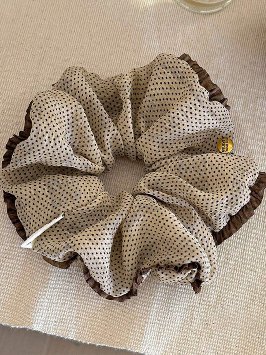 1pc French Style Gentle Polka Dot Lace Scrunchie Hair Tie For Women Back Of Head Ponytail Hair Accessory - Multicolor - View 1
