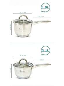EliteHoff Stainless Steel Saucepan With Glass Lid, 7-Layer Base, Long Handle Cooking Pot For Induction & All Stovetops – 1.5L / 2.1L / 2.9L - View 5