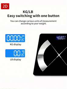 [Timbangan Emas Cerdas] Timbangan Berat Badan Pintar, Timbangan Kamar Mandi Digital, Timbangan Berat Badan LED Digital Pintar, Alat Kamar Mandi, Berat Maksimum 400lbs/180kg, Permukaan Kaca Tempered, Deteksi Suhu, Menggunakan Baterai AAA (Tidak Termasuk) - MultiWarna - View 5