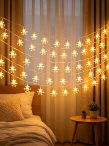 1pc 1.5/3/6m Indoor Decoration Snowflake Light String,Battery Power Supply,Christmas Room Decor, Bedroom Decor, Wall Decor And Desktop Decor Snowflake Light String,Christmas Party, Christmas Tree Decoration Light String,Winter Decor Snowflake Lights - Snowflake - View 8