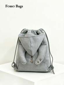 Korean Niche Design INS Style Fashion Drawstring Bucket Backpack, Large Capacity Travel Bag For Female College Students, Outdoor Outings - Light Grey - View 1