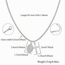 1pc Fashion Cross Oval Mary Mama Pendant Stainless Steel Chain Necklaces For Men - Cross - View 5