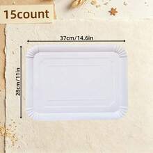 15/30/60pcs Disposable White Rectangular Paper Plates, Lightweight Large Size Bulk Pack, Suitable For Desserts, Cakes, Snacks, Disposable Tableware For Home Dining, Birthday, Wedding, Picnic, BBQ, Holiday And Party - White - View 18