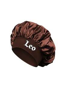 1pc Women's Satin Sleep Cap, 12 Zodiac Sign Print Oversized Night Cap, Elastic Soft Silk Sleep Cap, Constellation Night Hat For Curly Hair Protection - Brown - View 15