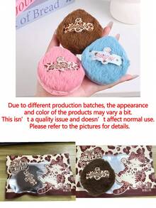 1pc Round Powder Puff, Leopard Print Ribbon Detail, Fluffy Flocked Fiber, Large Thick Soft Touch, Low Powder Absorption, Blush Setting Makeup Powder Puff, Portable Daily Beauty And Travel Essential - Multicolor - View 12