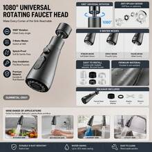 1080° Rotating Faucet Aerator, 3 Modes Kitchen Sink Sprayer Head With Pause & Spray, Anti-Splash Universal Faucet Extender, High Pressure Water Saving Nozzle For Kitchen/Bathroom, Easy Install With Brass Adapter - 1080° Rotating Faucet Aerator - View 8