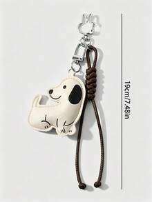 1pc Cartoon Multi-Color Leather Dog & Cat Handmade Braided Rope Keychain Bag Pendant - Multicolor - View 9