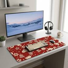 Winter Holiday Christmas Theme Pattern Extra Long Gaming Mouse Pad And Desk Mat Set, Non-Slip Durable Rubber Bottom, Smooth Surface, Suitable For PC Laptop Office Home, Abstract Art Decor, Back To School Supplies - A - View 4