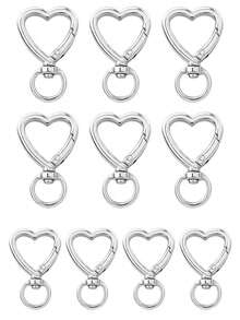 10/20/30/60pcs Heart-Shaped Rotating Keychain Hooks, Cute Zinc Alloy Spring Clasp Key Rings, Handbag Clips, Suitable For DIY Crafts - Multi-color - View 11