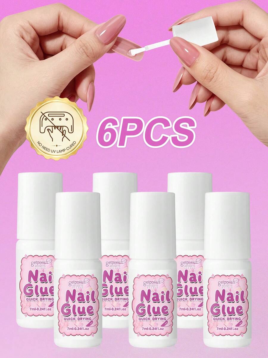 GELPOLISH 6件/5件/4件/3件/2件/1件 超強力美甲膠，適用於壓克力美甲、美甲尖端、穿戴式美甲、假指甲，沙龍級刷塗式美甲膠，易於使用，耐用且持久