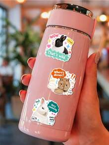 50Pcs Funny Meme Rabbit Stickers, Realistic Bunny With Sarcastic Humor Speech Bubbles Waterproof Decorative Decals For Laptop, Water Bottle, Journal, Scrapbook - Multicolor - View 4