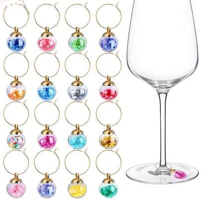 16 Glass Ball Wine Glass Hanging Rings, Stem Glass Wine Glass Hanging Rings, Wine Glass Recognizer, Wine Tasting Party Gifts