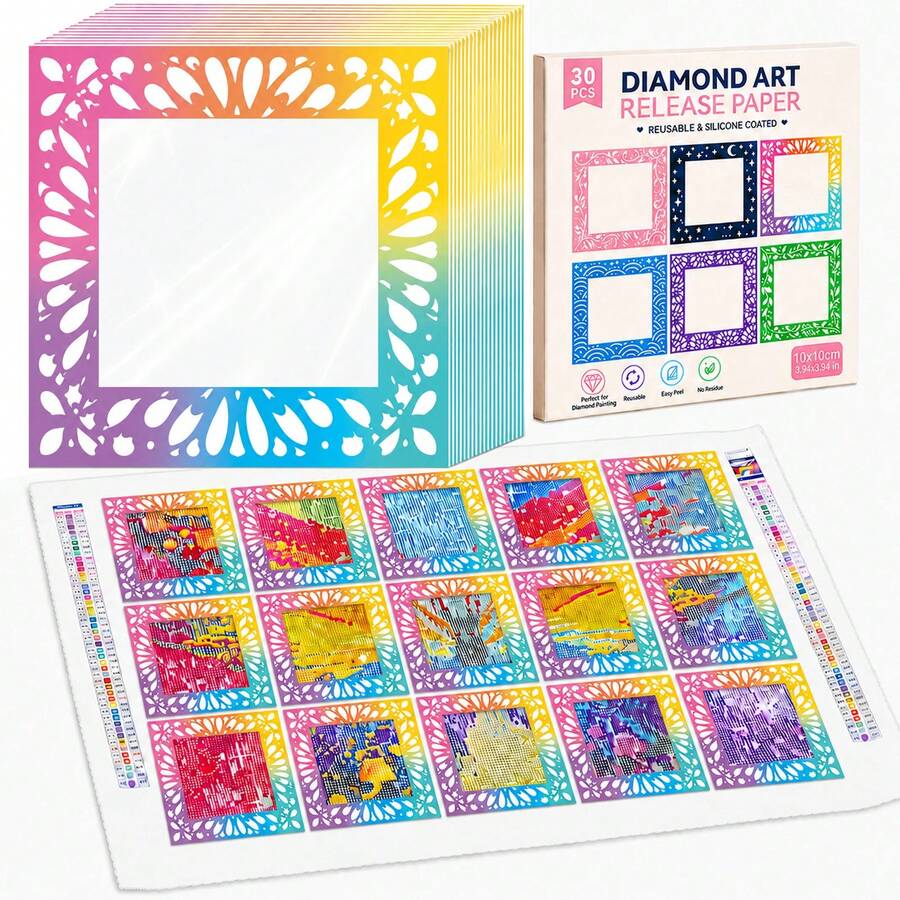 30pcs Reusable Diamond Art Release Film, Non-Stick Dust-Proof Release Paper For Diamond Painting. 10/15CM Transparent Protective Film Help Section Artwork Easily