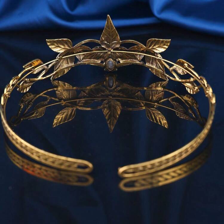 復古古董金葉水鑽髮箍 希臘女神精靈皇冠 新娘婚禮髮飾 女款 舞會派對 文藝復興 Cosplay 套裝 - 彩色 - 查看 7