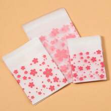 100 Buah Kantong Plastik Perekat Semi-Transparan Bermotif Bunga Sakura Merah Muda, Cocok untuk Kemasan Hadiah, Penyimpanan Perhiasan, dan Kantong Pajangan - Tas berperekat - View 1