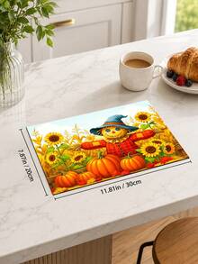 1pc Scarecrow Pattern Printed Diatom Mud Kitchen Drying Mat, Absorbent Dish Drying Pad, Coffee Machine Mat, Dishwashing Mat, Sink Mat, Kitchen Countertop Protector, Suitable For Cups, Plates, Tableware And Kitchen Decor - Multicolor - View 15
