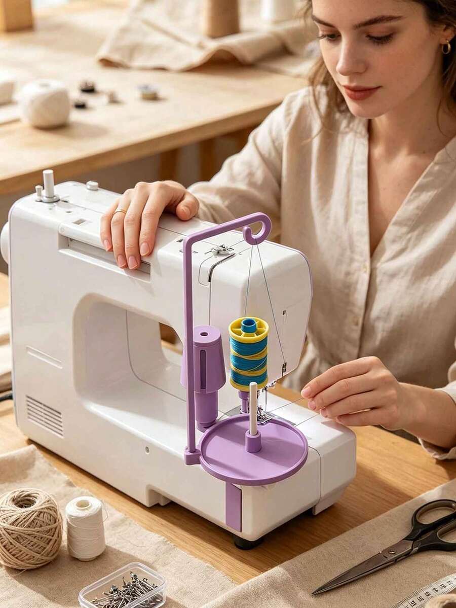 حامل بكرة آلة الخياطة، حامل بكرة فردي، حامل خيط آلة الخياطة، إكسسوارات آلة الخياطة، أدوات الخياطة المساعدة، حامل بكرة عمودي كبير، لفافة آلة الخياطة، دليل خيط مضاد للتشابك، إكسسوارات عالمية لآلة الخياطة المنزلية/آلة الأوفرلوك، مناسب للمنزل، استوديو الخياطة اليدوية، يستخدم لتخزين حامل البكرة المستقر لآلة الخياطة - متعدد الألوان - مشاهدة 1