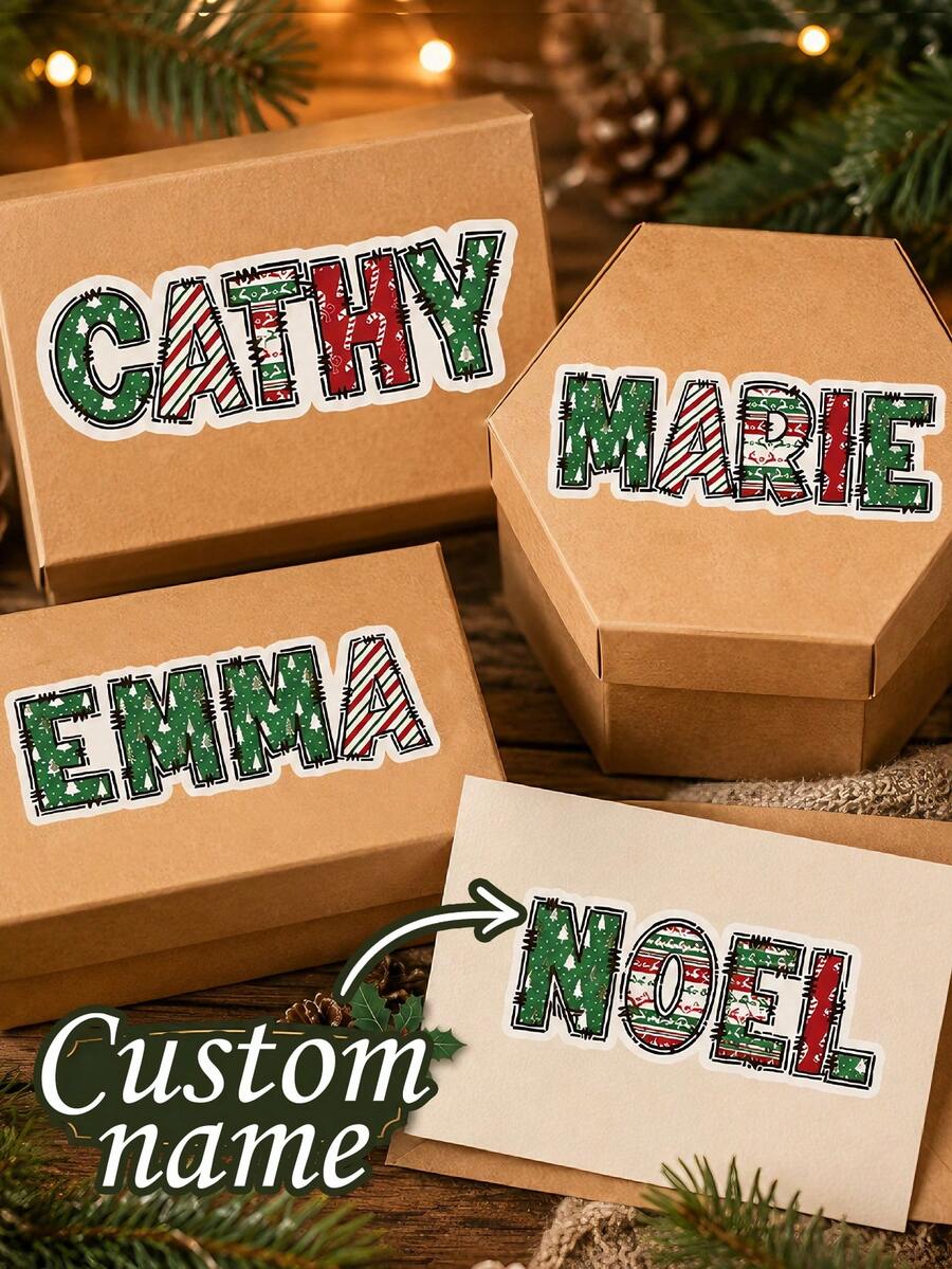 LICVIC Custom Christmas Name Stickers, Personalized Holiday Letter Decals, Customized Gift Wrap Labels, Customizable Name Stickers For Presents, Christmas Party Decor, Xmas Label Sticke, Holiday Envelope Seals, Holiday Gift Tags 2026,Christmas Gift Stickers - Style G - View 1
