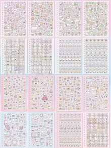 16pcs/1book Korean Ins Style Cute Cartoon Stickers, DIY Scrapbook Accessories, Suitable For Photo Album Collage, Junk Journal Decoration, Phone Case, Water Bottle, Car Cup, Computer, Guitar, Etc., For Adult Planner Only, Not A Toy, Not Suitable For Children Under 14 - Purple - View 9