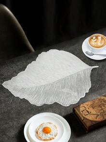1-12pcs Gold Leaf Vein Heat-Insulated Placemats, Vintage Luxury PVC Asymmetrical Leaf Shape Waterproof Table Mats For Wedding, New Year, Family Gathering Table Decor - Multicolor - View 14