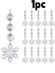 1/20pcs Set Christmas Tree Decorations, Transparent Blue & Pink Snowflake Ice Cube Acrylic Christmas Gift Hanging Pendants, Suitable For Party Holiday Home Decor, Halloween Decoration - A - View 12