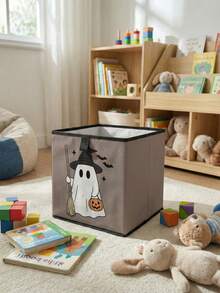 1pc Halloween Pattern Print Open Storage Bin, Baby Diaper & Toy Storage Basket, Foldable, Baby Room Storage Box, Stackable Storage Box, Drawer-Style Durable Multi-Functional, Space-Saving Design Suitable For Home, Dorm, Home Organization, Under-Bed Storage - Multicolor - View 10