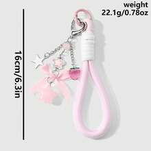 Sweet Romantic Gentle Pink Wrist Strap With Bow, Star, Strawberry, Heart And Pom Pom DIY Keychain Bag Pendant - Baby Pink - View 5