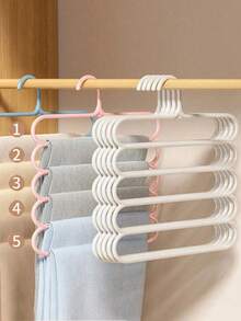 4/6pcs 5-Tier Plastic Closet Organizer Rack, Multi-Size Hanging Scarf And Pants Rack, Space-Saving Closet Hanging Rack, Suitable For Bedroom, Apartment, Clothes Organization, Housewarming Gift, Holiday Home Storage, Christmas Gift - Multicolor - View 2