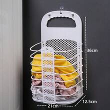 Large Dirty Laundry Basket Wall-Mounted Folding Bathroom Laundry Hamper Dorm Room Clothes Storage Durable - Laundry Basket - View 15