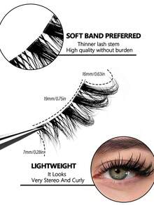 Asiteo 9 Pairs Fluffy 3D Faux Mink False Eyelashes, Transparent Eyelash Stem Cat Eye Half-Length False Eyelashes, Includes Brush, Suitable For Cosplay, Party, Wedding And Other Occasions, Natural Look Long Cat Eye Half-Length False Eyelashes, Outer Corner Eyelashes - Black - View 5