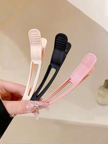 Large Matte Long Seamless Alligator Hair Clip, Bangs Clip For Blow Drying, Sectioning And Fixing Hair Strands, Minimalist Solid Color Suitable For Makeup Styling And Fixing Flyaways, Can Be Used As A Daily Beauty Gift - Multicolor - View 3