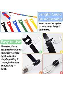 Reusable Multi-Color Cable Ties, Self-Adhesive Wire Organizer For Cable Management In PC Mouse, Wire Bundling And Organization - Multicolor - View 5
