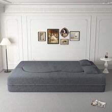Modern Floor Sofa With 2 Pillows Convertible Teddy Fabric FoamFilled Sleeper Sofa Bed 15" Full Size Folding Mattress For Living Room Guest Bed Playroom No Assembly Required Grey Old Sku:W1885P230385 - Gris - Ver 3
