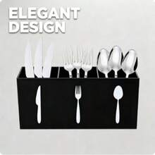 3grids Multi‑Compartment Silverware Utensil Holder, Black Cutlery Storage Rack, Keep Kitchen Drawers Messy‑Free. Separated Slots Prevent Knife/Fork/Spoon Clutter. Perfect For Kitchen Countertop, Restaurant, Home Cooks & Small Food Businesses. - Black - View 4