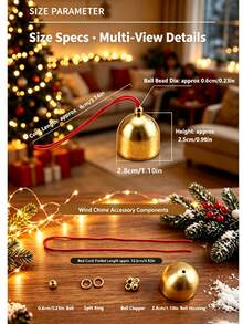 10pcs Metal Bell Wind Chime Christmas Bell Hanging Decor Accessories DIY Holiday Decoration Copper Small Bell Doorbell Loud Sound - Multiple Styles - View 2
