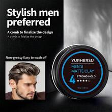 YURHERSU Men's Natural Volumizing Styling Wax, Long-Lasting Hold, Non-Greasy Styling Clay, 80g - Men's Hair Clay - View 4
