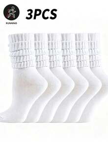 3 Pairs Fashion Minimalist Long Tube Slouch Socks, Daily Versatile Long Slouch Socks, Casual Sports Socks, Unisex, Suitable For Couples, Breathable And Comfortable, Holiday Gift - Multicolor - View 8
