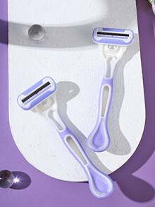 Women's Razor, 3-Blade Manual Razor, Rubber Handle, Bikini Hair Removal Shaving Tool, Leg Hair Removal Shaving, Purple, Salon Beauty Travel Essential Hair Care Products And Accessories - Mauve Purple - View 10