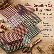 1/30/50pcs Striped & Plaid Fabric Set, Pre-Cut Fabric, Vibrant Classic Plaid Combination, High-Quality Colorful Yarn-Dyed Plaid Fabric, Suitable For DIY Sewing, DIY Crafts, Home Decor, Patchwork And Embroidery, Soft Durable Multi-Functional Fabric - Multicolor - View 4