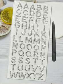 Rhinestone Letter Large Size Face Sticker Hair Accessory Set With Tweezers, 26 English Alphabet Self-Adhesive Rhinestone Stickers For Customizable Face And Hair Decoration - White - View 8