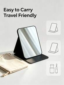 1pc Foldable Portable Makeup Mirror, Adjustable Standing Desktop Vanity Mirror, Elegant Design, Suitable For Daily Use, Student Dorms And Travel, Space-Saving And Sturdy Structure, With Stand Portable Folding Makeup Mirror - Multicolor - View 5